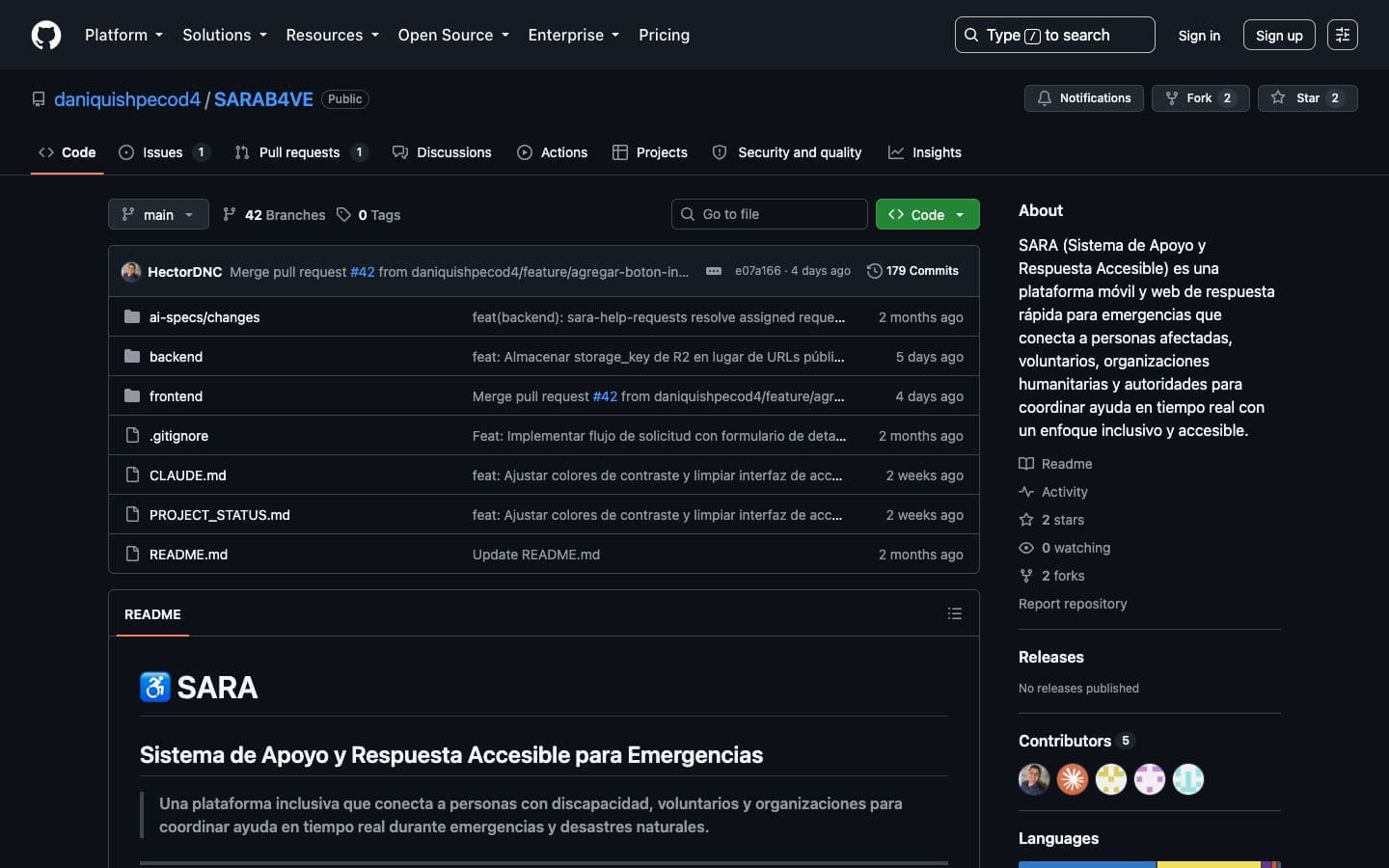 SARA Sistema de Apoyo y Respuesta Accesible para Emergencias project preview