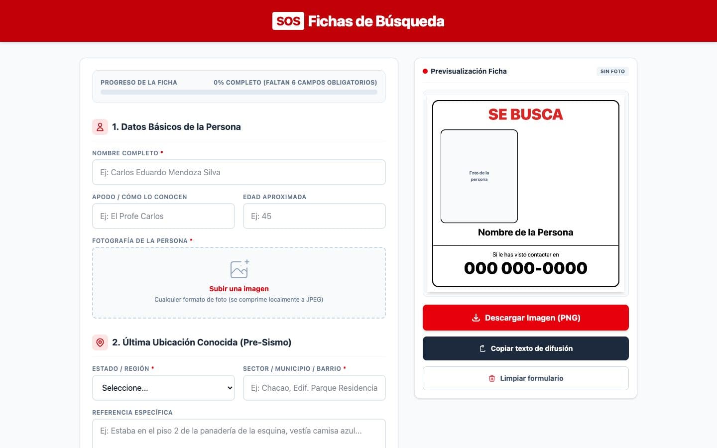 Generador de fichas de busquedas para redes sociales project preview