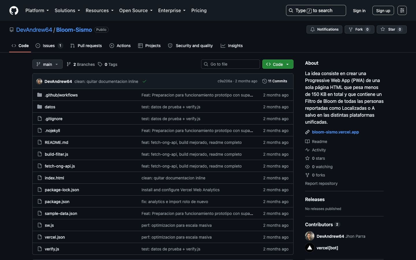 Bloom-Sismo project preview