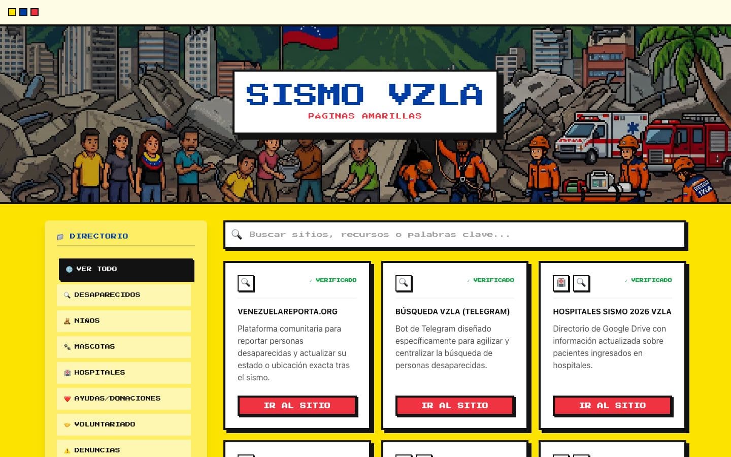 SismoVzla Paginas Amarillas project preview